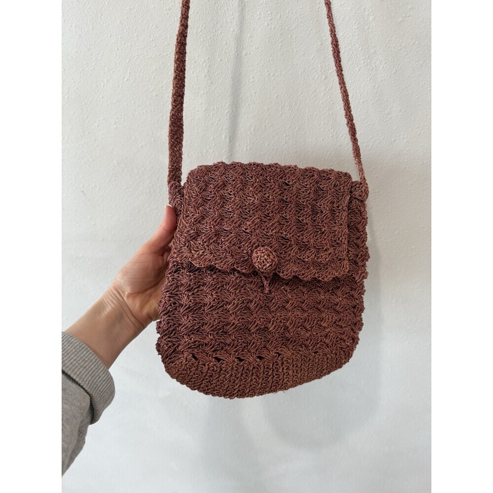 Raffia Straw Woven Bag Vintage Hastings & Smith Crossbody Pink Mauve Purse - Picture 2 of 5